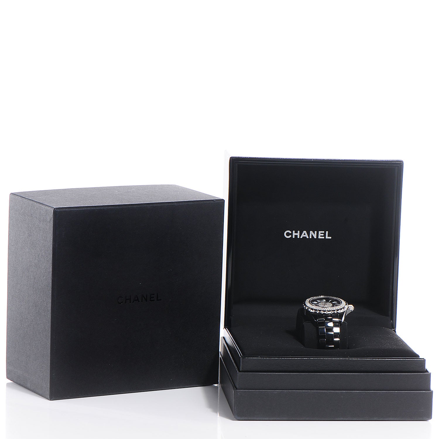 Chanel Stainless Steel Ceramic Diamond Pave Bezel Dial 33mm J12 Quartz Watch Black 6 of 6