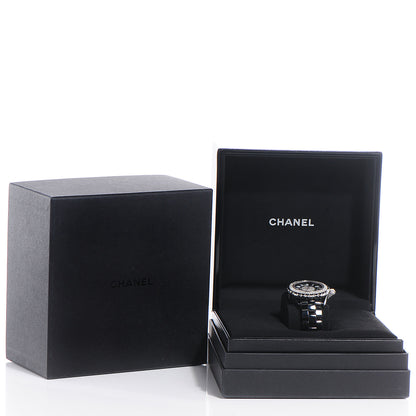 Chanel Stainless Steel Ceramic Diamond Pave Bezel Dial 33mm J12 Quartz Watch Black 6 of 6