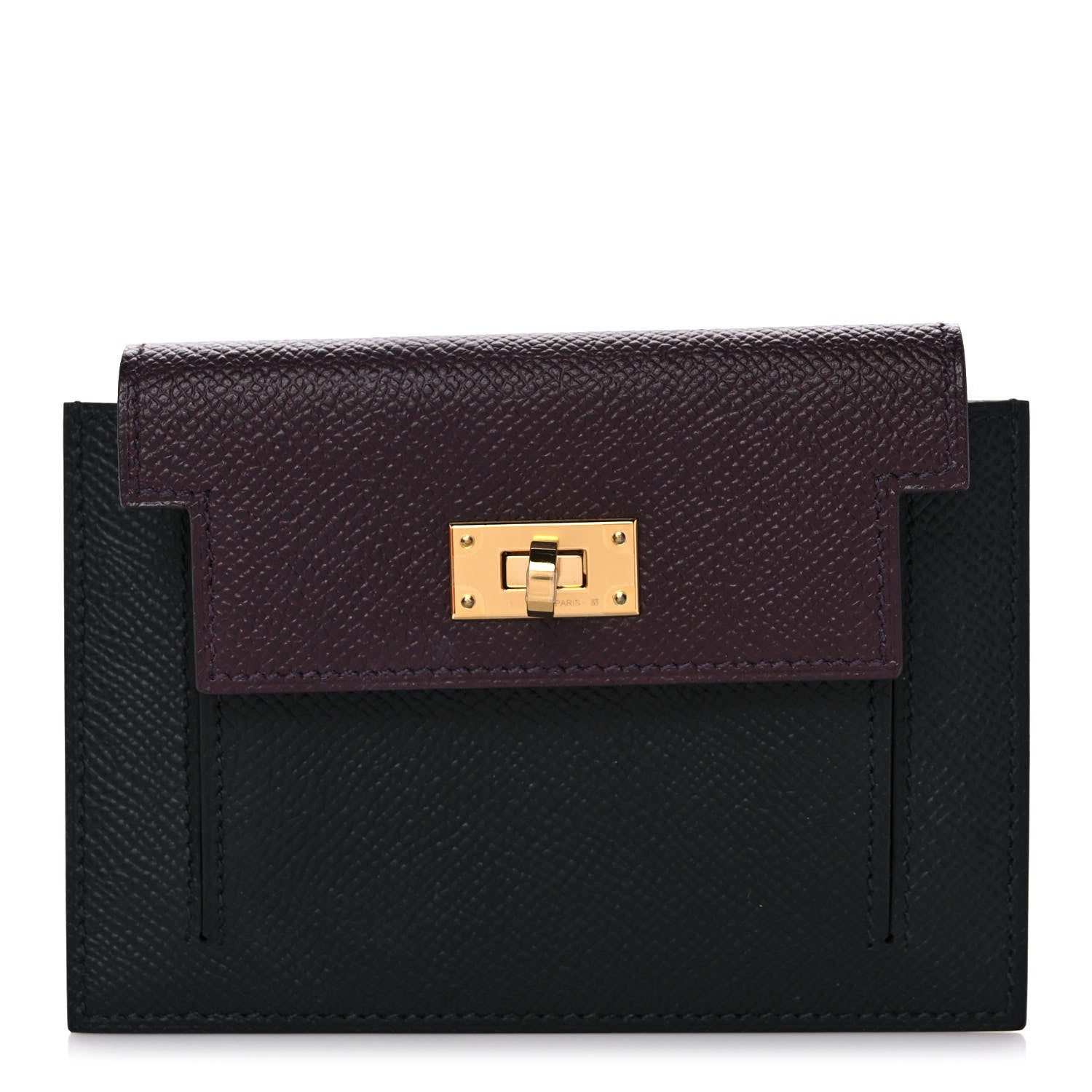 Hermes Epsom Tri-Color Kelly Pocket Compact Wallet Rouge Sellier Black Bleu Saphir 1 of 8