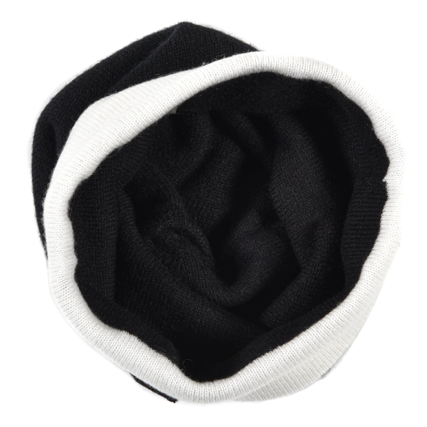 Cashmere Quilted CC Beanie Hat White Black