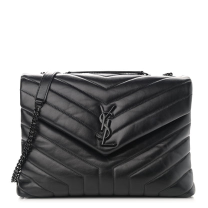 Saint Laurent Calfskin Y Quilted Monogram Medium Loulou Chain Satchel Black 1 of 13