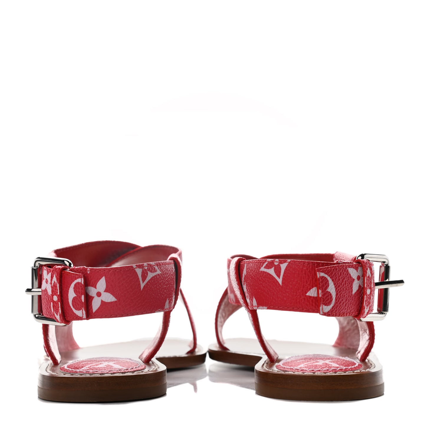 Monogram Escale Palma Flat Sandals 37 Rouge