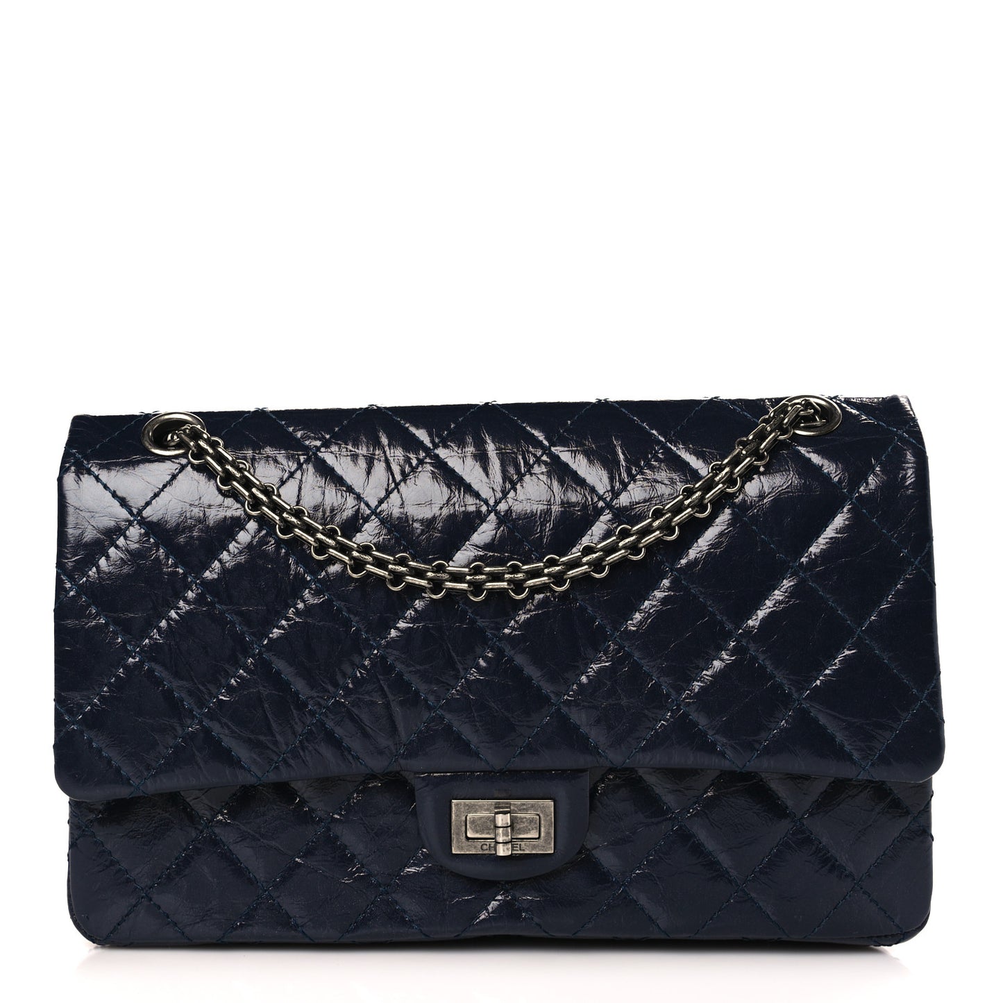 Aged Calfskin Quilted 2.55 Reissue 226 Flap Navy Blue
