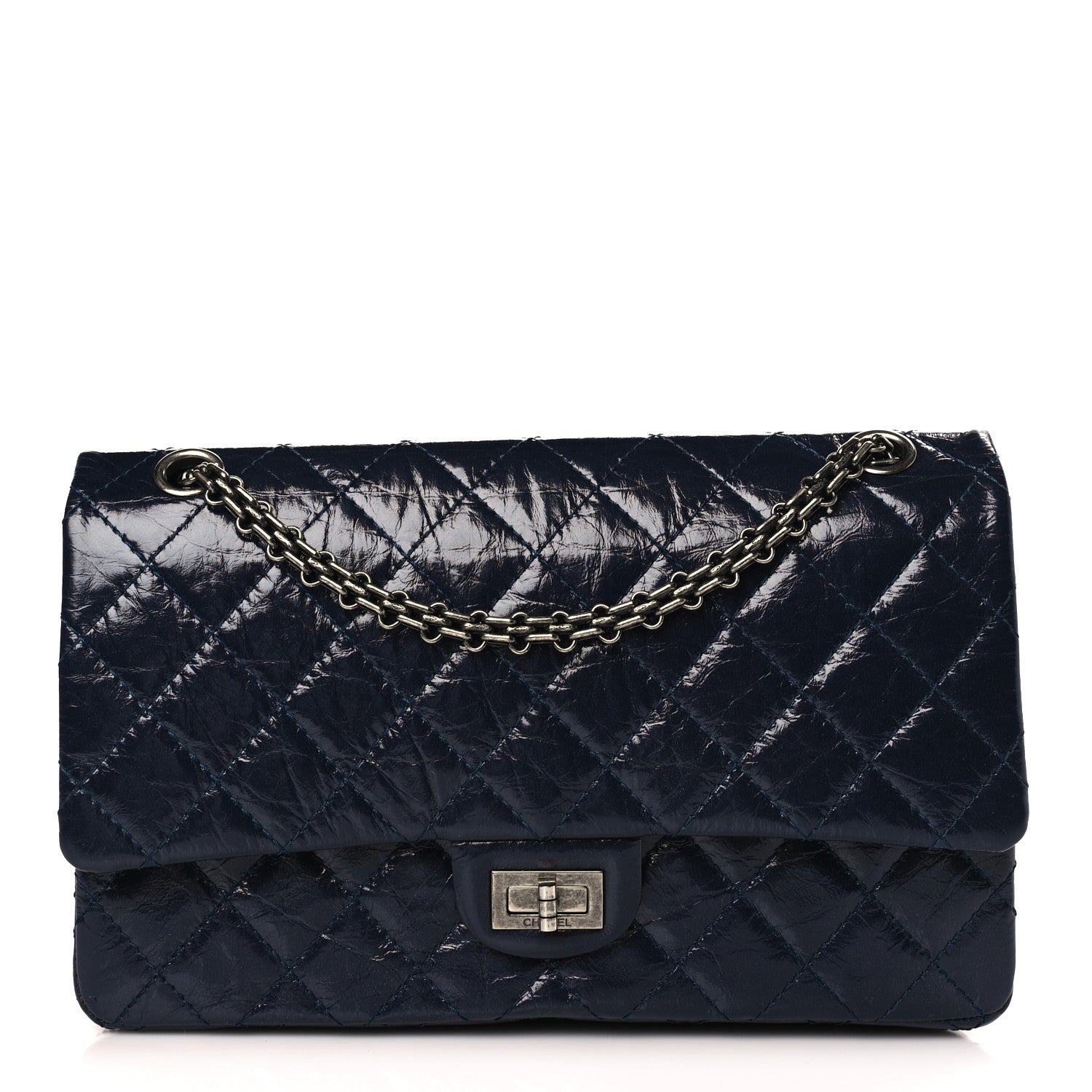 Chanel Aged Calfskin Quilted 2.55 Reissue 226 Flap Navy Blue 1 of 10