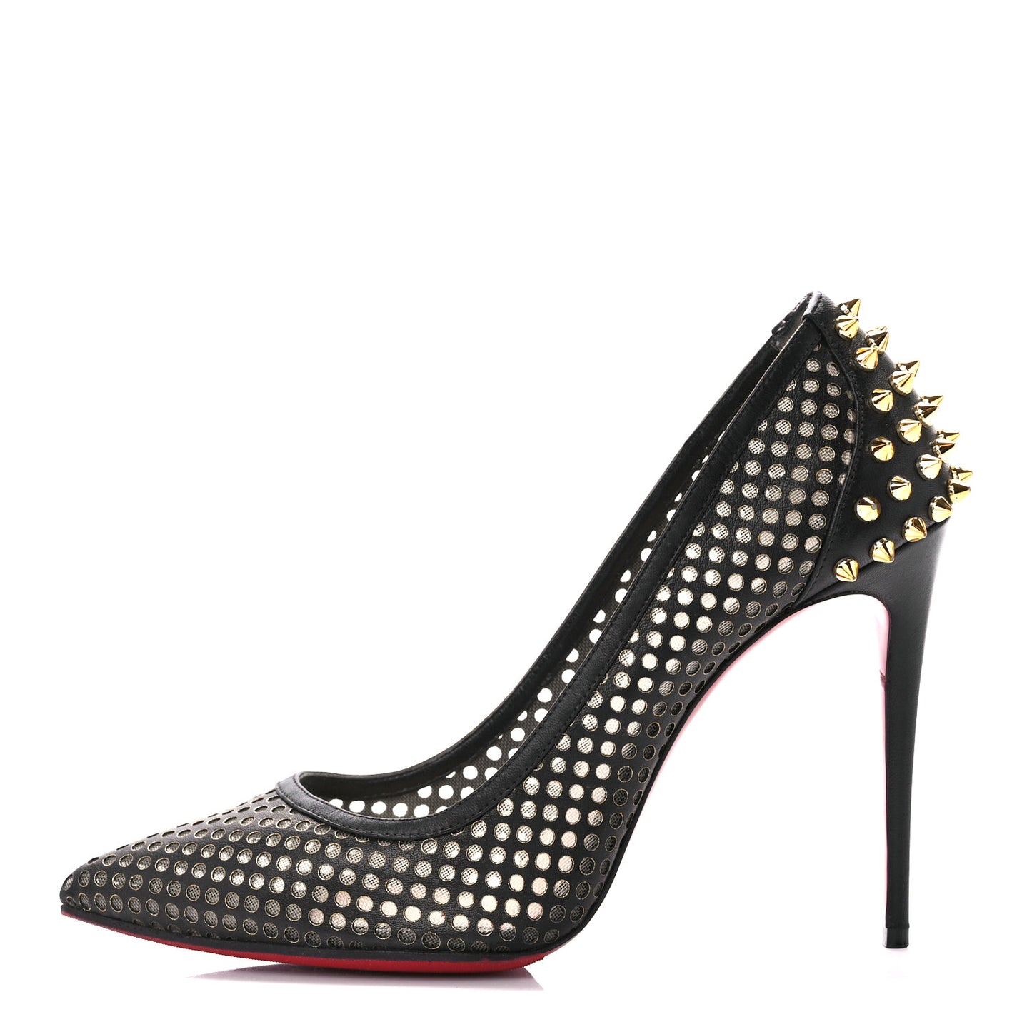 Fishnet Mesh Suede Guni 100 Spiked Pumps 39.5 Black