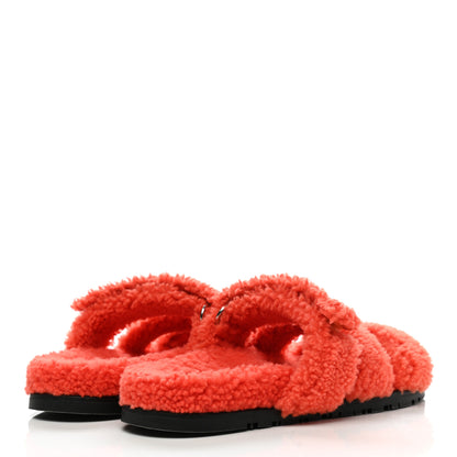 Hermes Woolskin Womens Chypre Sandals 38 Orange 4 of 9