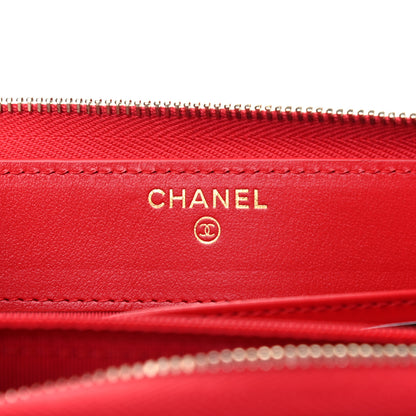 Chanel Caviar Quilted Large Gusset Zip Around Wallet Red 6 of 8