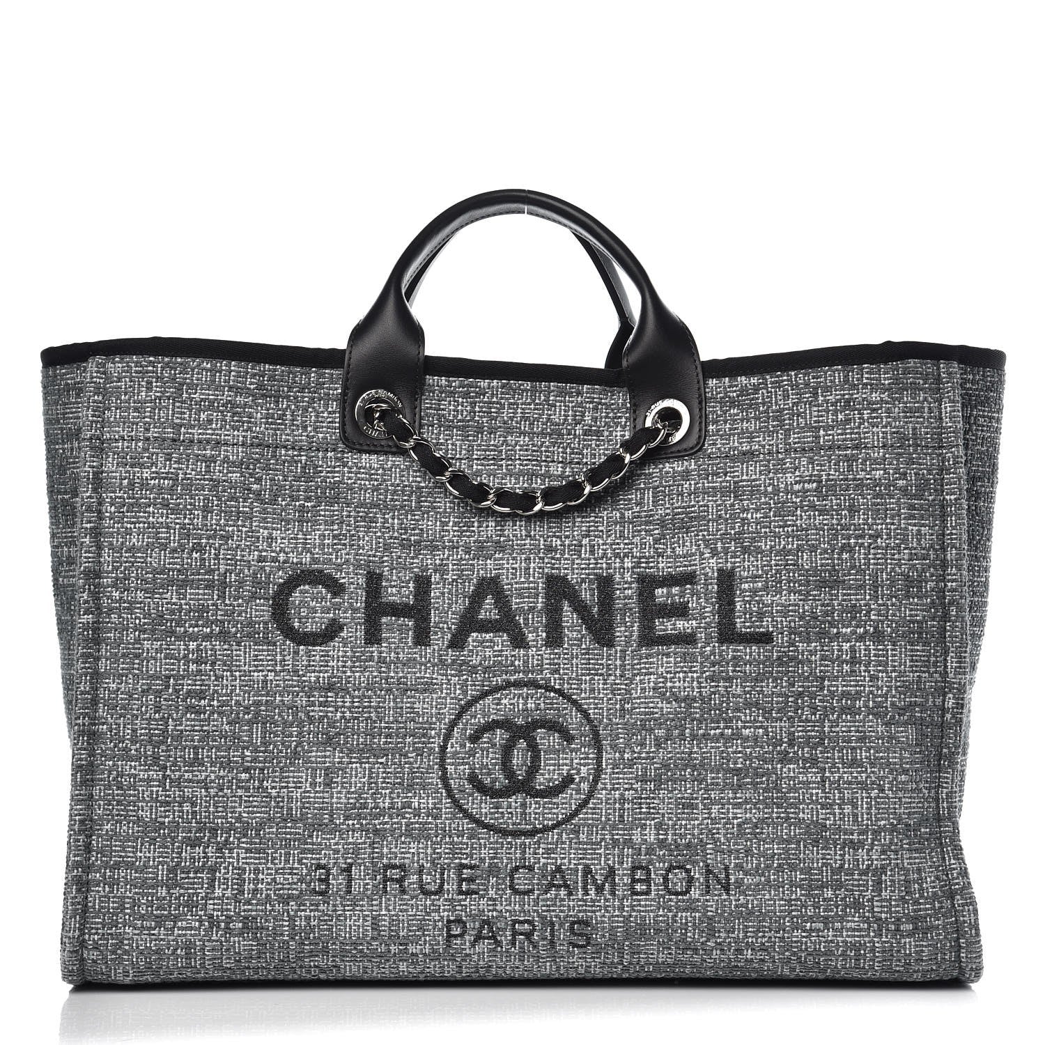 Chanel Canvas Large Deauville Tote Charcoal 1 of 9