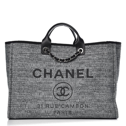 Chanel Canvas Large Deauville Tote Charcoal 1 of 9