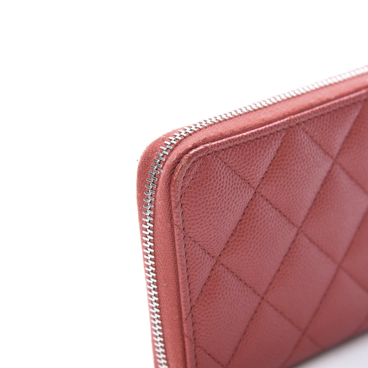 Caviar Quilted Medium Zip Around Wallet Red