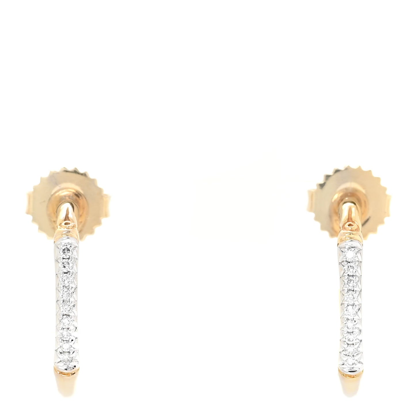 18K Yellow Gold Diamond XS Bamboo Hoop Earrings