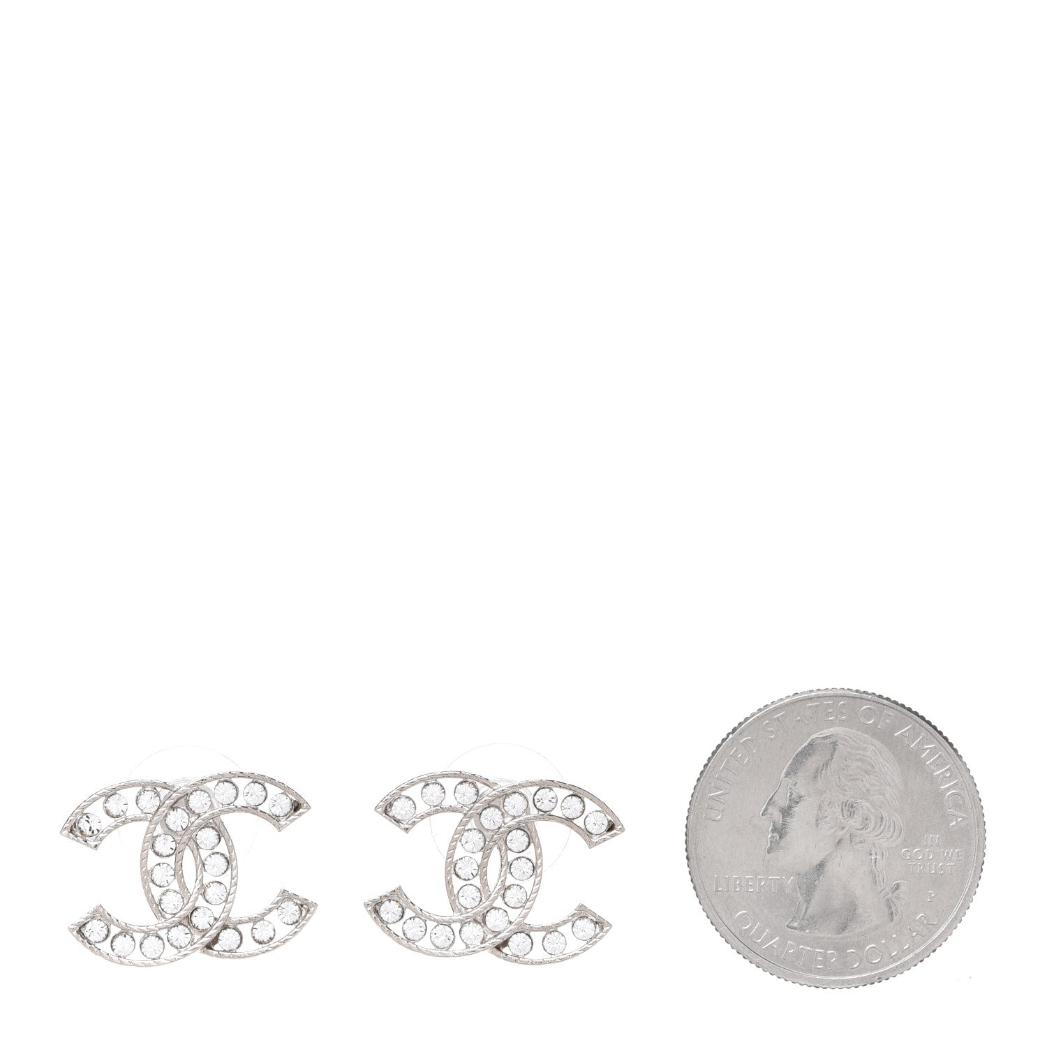 Chanel Crystal CC Earrings Silver 2 of 5