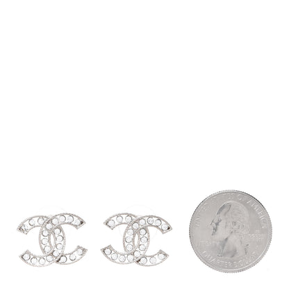 Chanel Crystal CC Earrings Silver 2 of 5