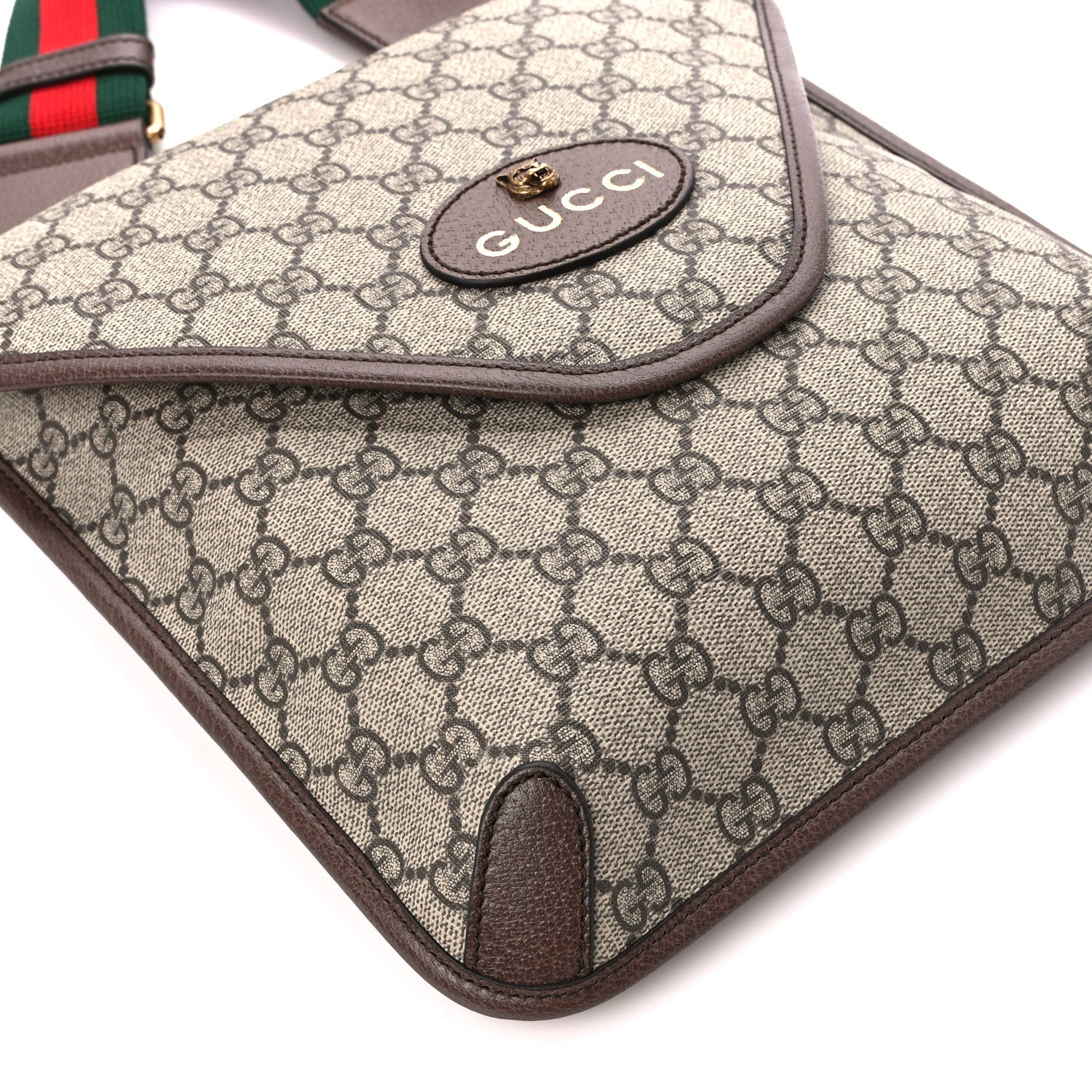 Gucci GG Supreme Monogram Web Medium Neo Vintage Flap Messenger Bag Beige New Acero 11 of 12