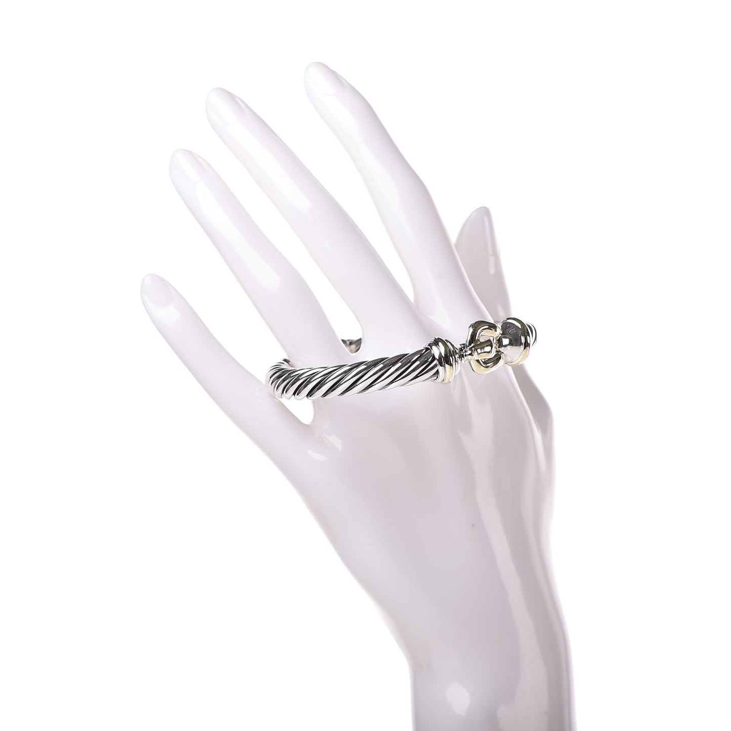 Sterling Silver 14K Yellow Gold 8.5mm Cable Buckle Bracelet