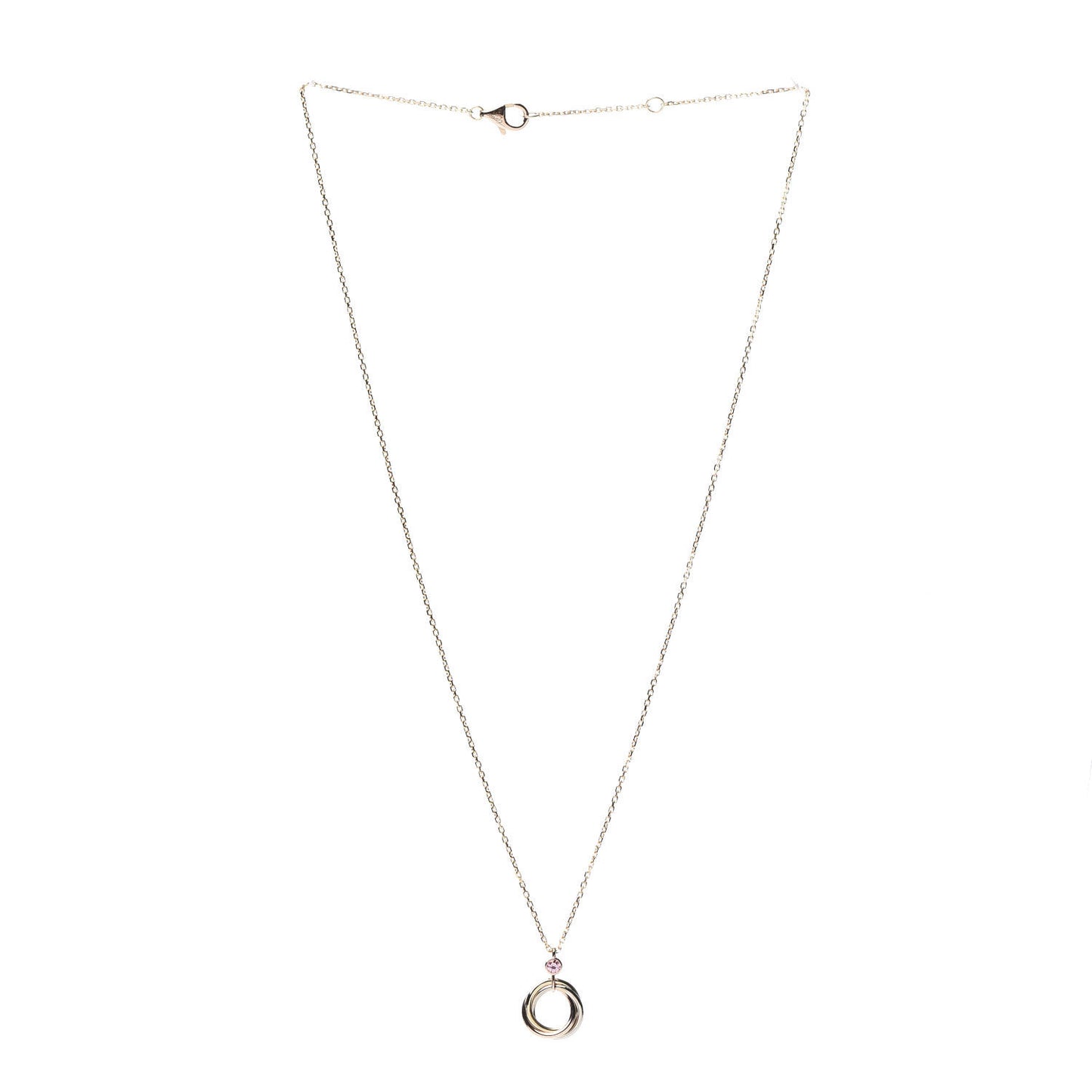 18K Pink Yellow White Gold Pink Spinel Trinity Pendant Necklace