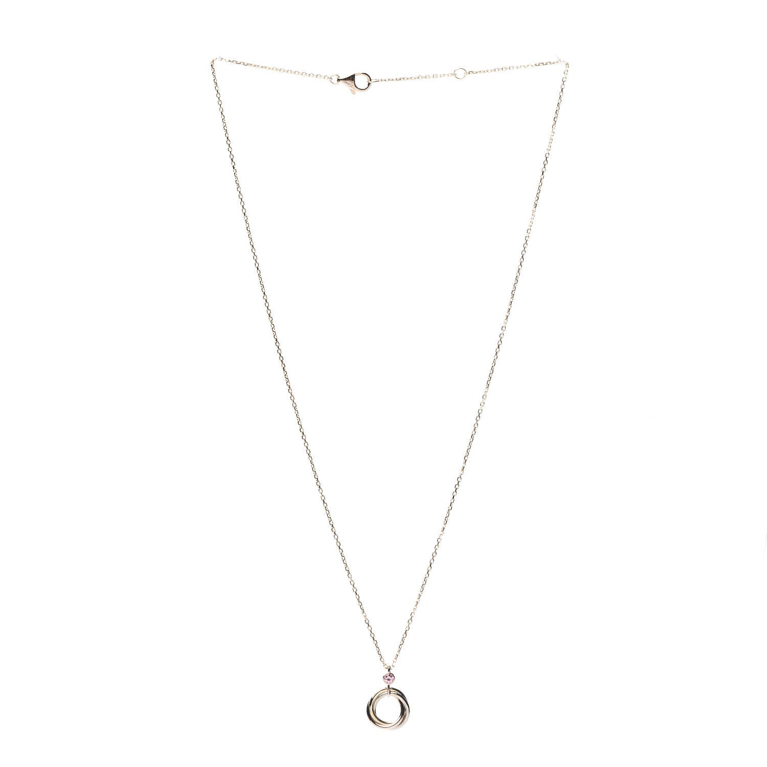 Cartier 18K Pink Yellow White Gold Pink Spinel Trinity Pendant Necklace 3 of 7