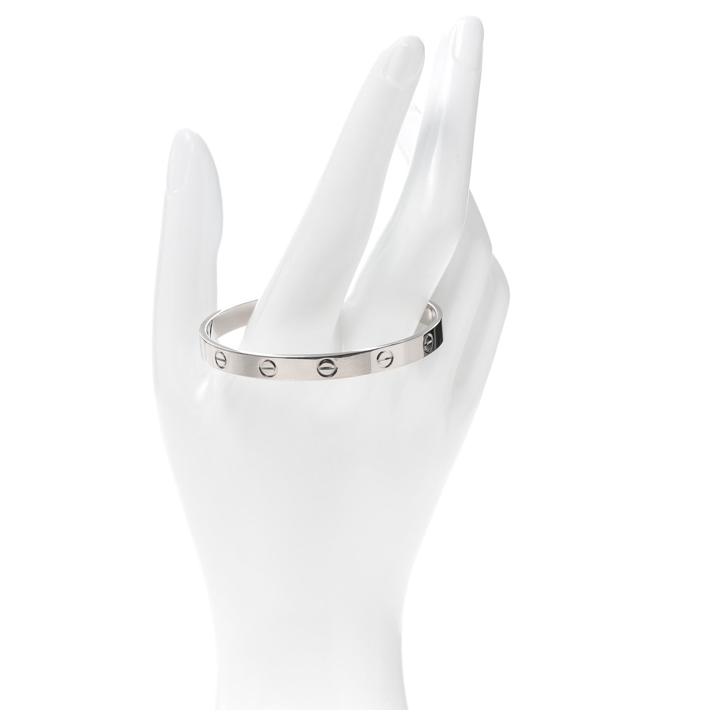 18K White Gold LOVE Cuff Bracelet 17