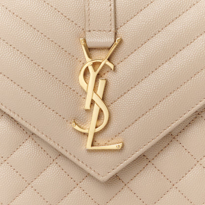 Saint Laurent Grain De Poudre Textured Mixed Matelasse Medium Triquilt Monogram Satchel Dark Beige 9 of 11