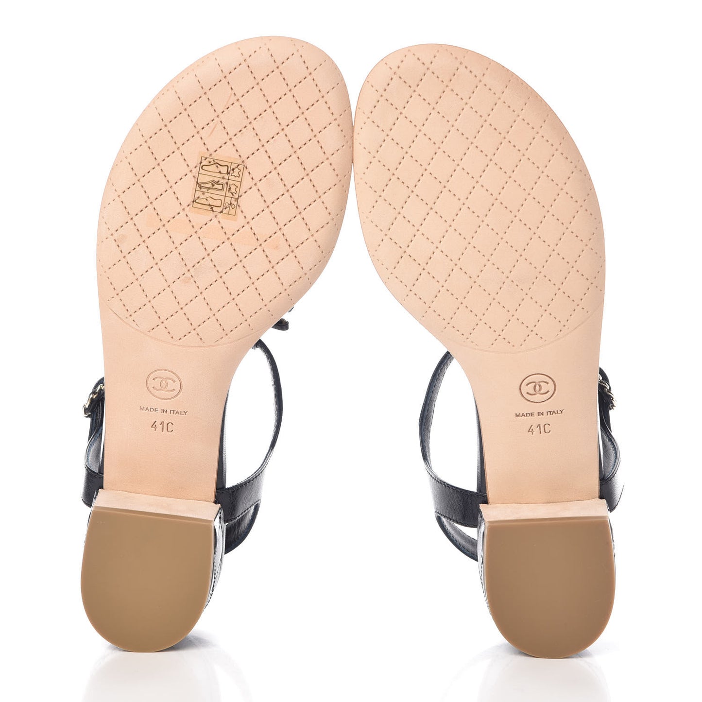 Goatskin CC Chain Thong Sandals 41 Dark Blue