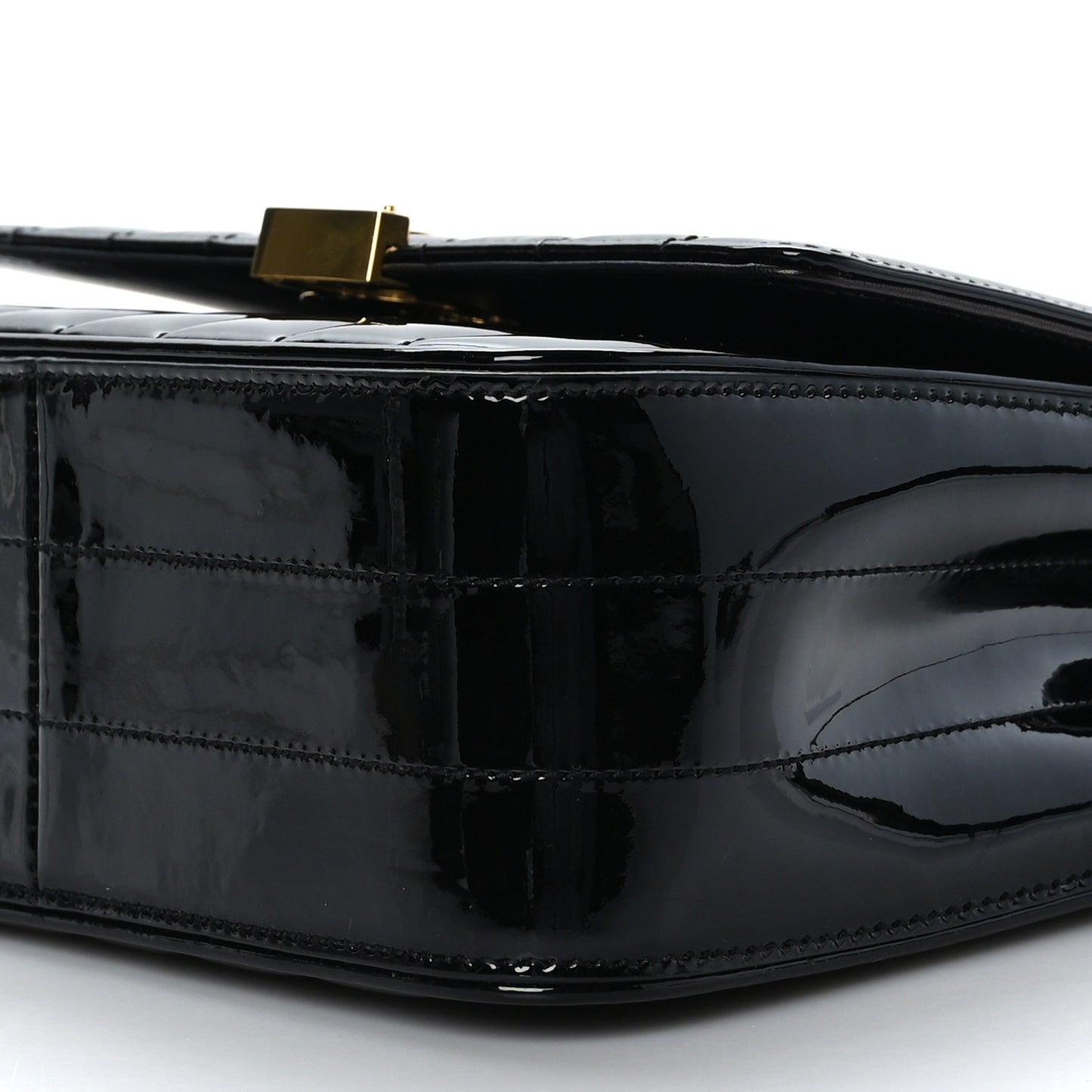 Patent Calfskin Matelasse Monogram Medium Vicky Chain Bag Black