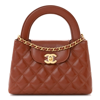 Chanel Shiny Aged Calfskin Quilted Nano Kelly Shopper Brown 1 of 11