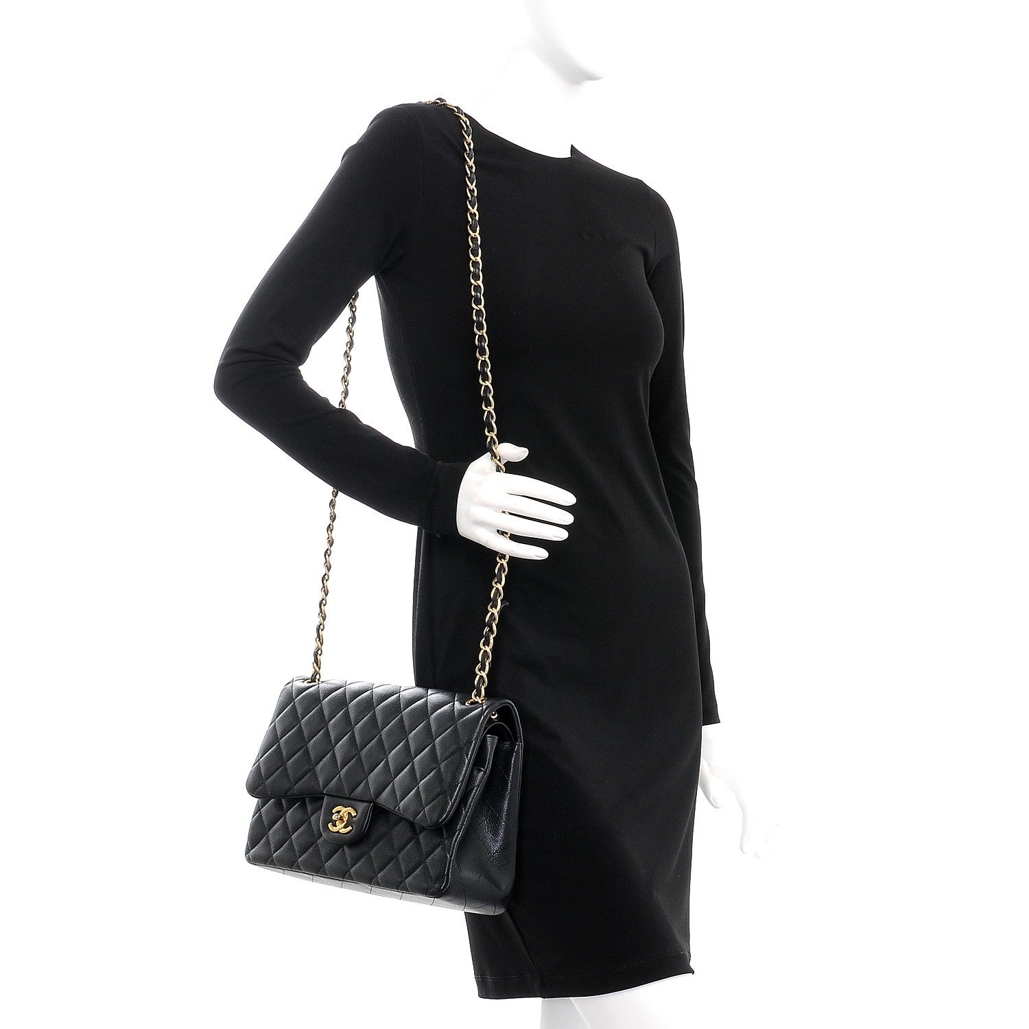 Chanel Caviar Quilted Jumbo Double Flap Black 2 of 8
