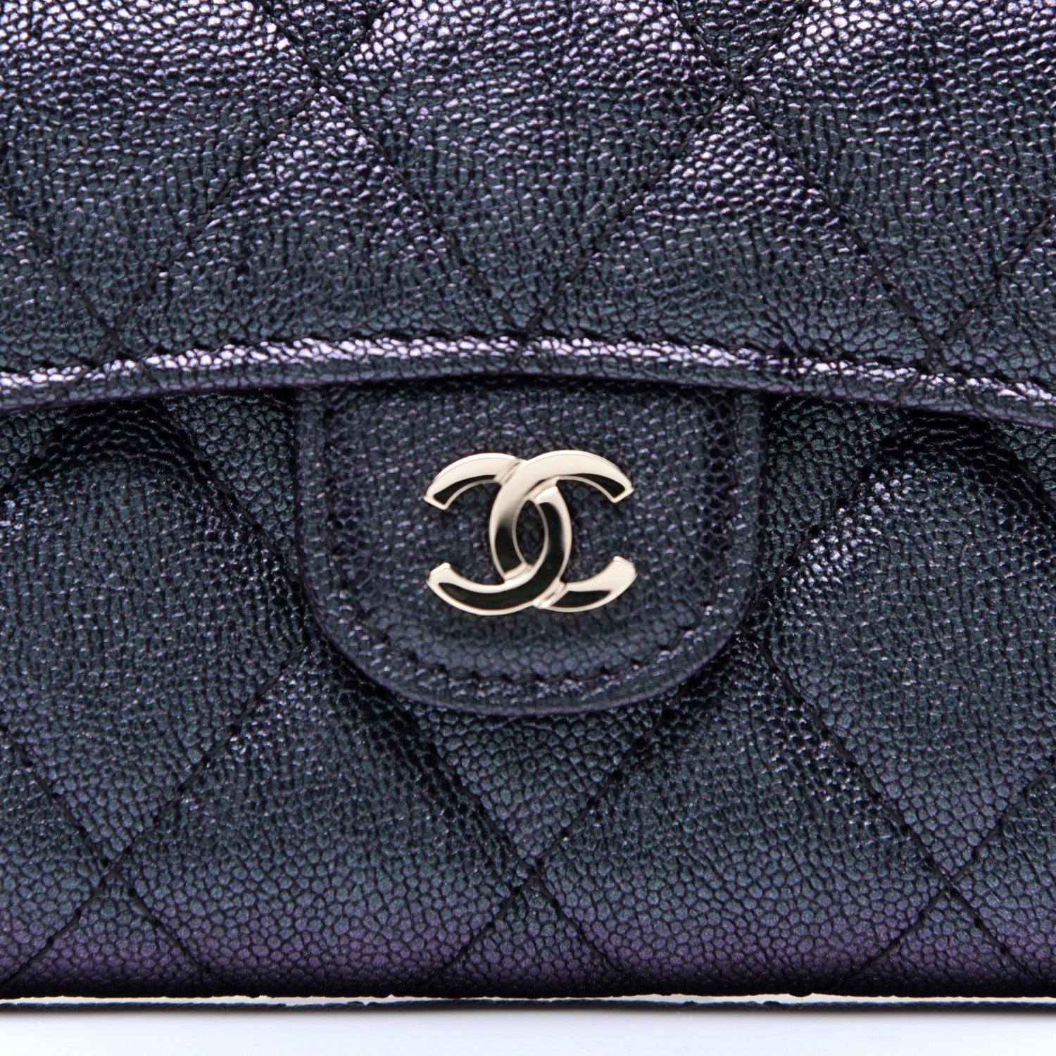 Chanel Iridescent Caviar Quilted Flap Card Holder Wallet Black 7 of 7