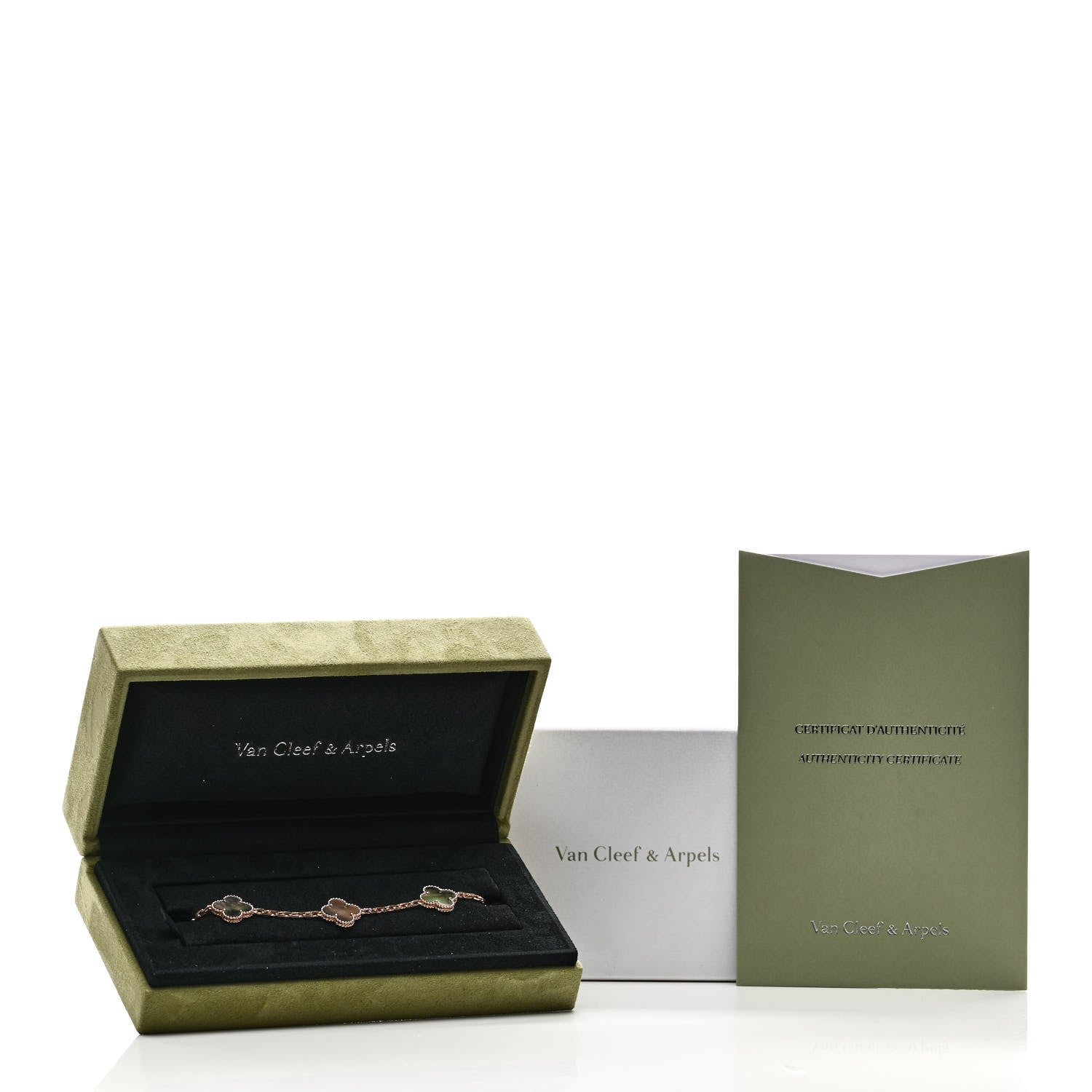Van Cleef & Arpels 18K Rose Gold Gray Mother of Pearl 5 Motifs Vintage Alhambra Bracelet 5 of 5