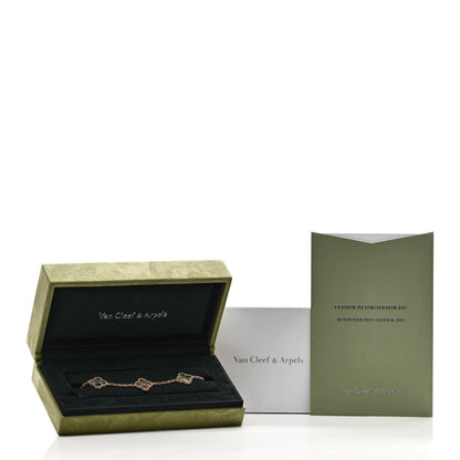 Van Cleef & Arpels 18K Rose Gold Gray Mother of Pearl 5 Motifs Vintage Alhambra Bracelet 5 of 5