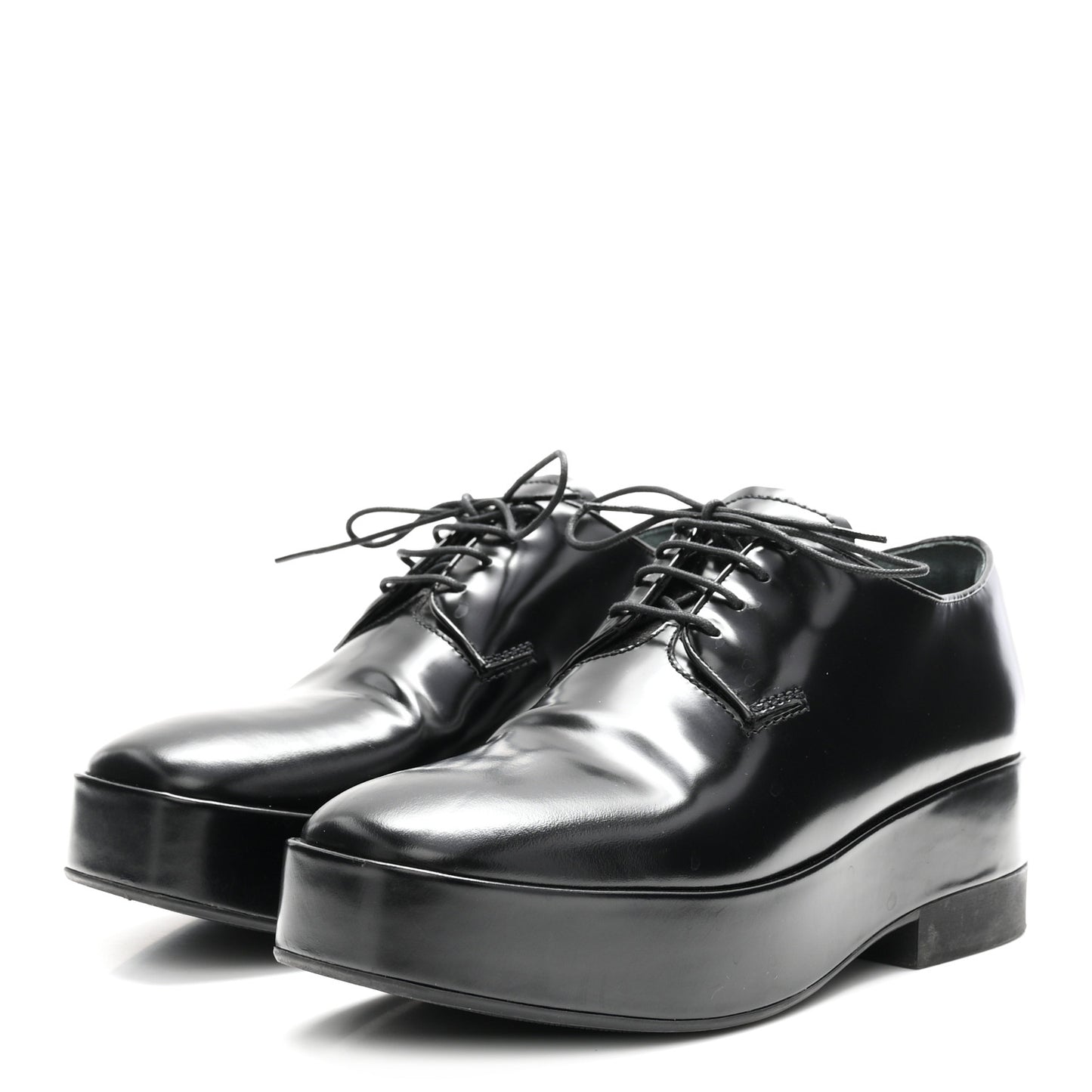Spazzolato Lace Up Derby Platform Loafers 37 Black