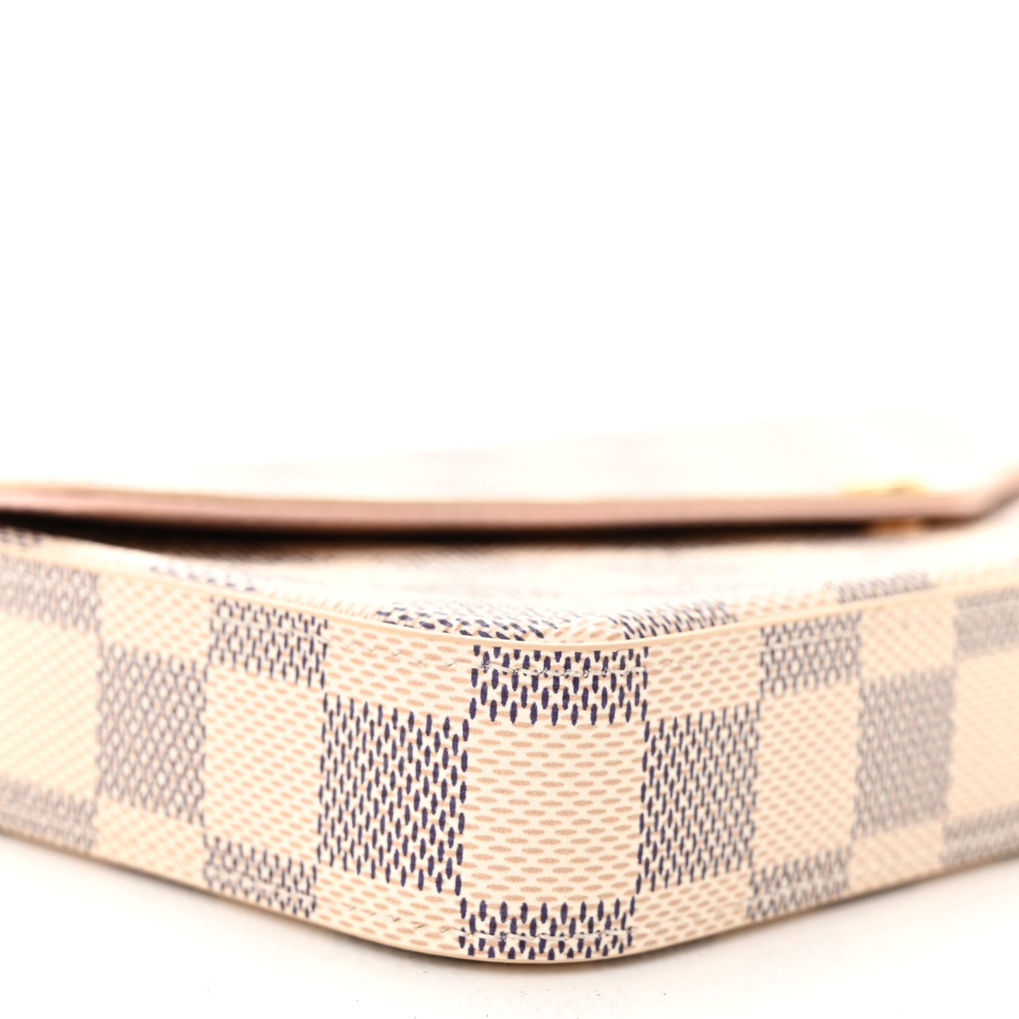 Damier Azur Pochette Felicie Chain Wallet Rose Ballerine