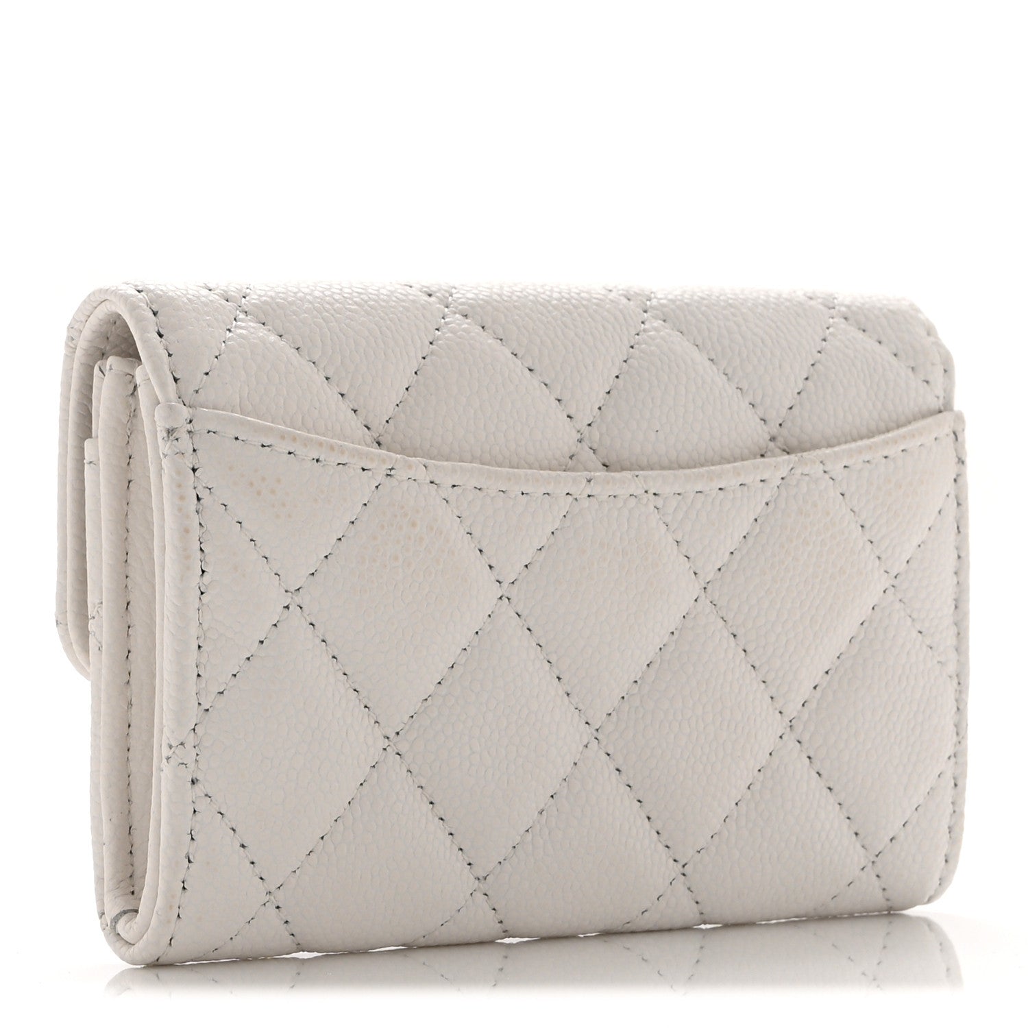 Chanel Caviar Quilted Flap Card Holder Wallet White 3 of 11