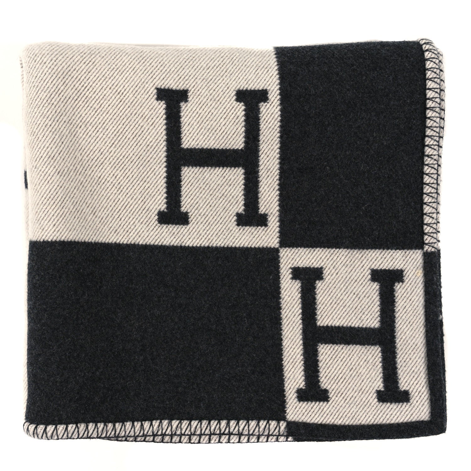 Hermes Wool Cashmere Avalon Blanket Ecru Gris Fonce 1 of 3