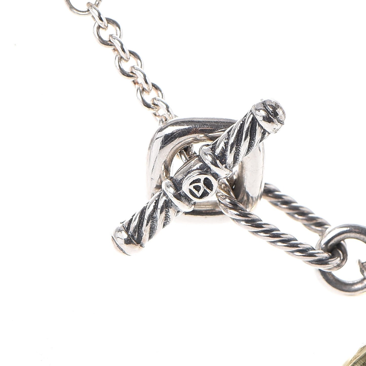 Sterling Silver 18K Yellow Gold Cable Heart Figaro Necklace