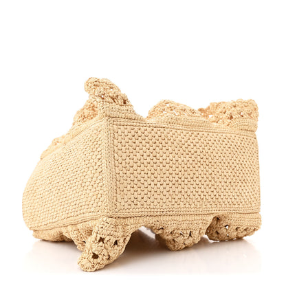 Loewe Raffia Calfskin Paula's Ibiza Balloon Ruffles Bucket Bag Natural Black 4 of 9