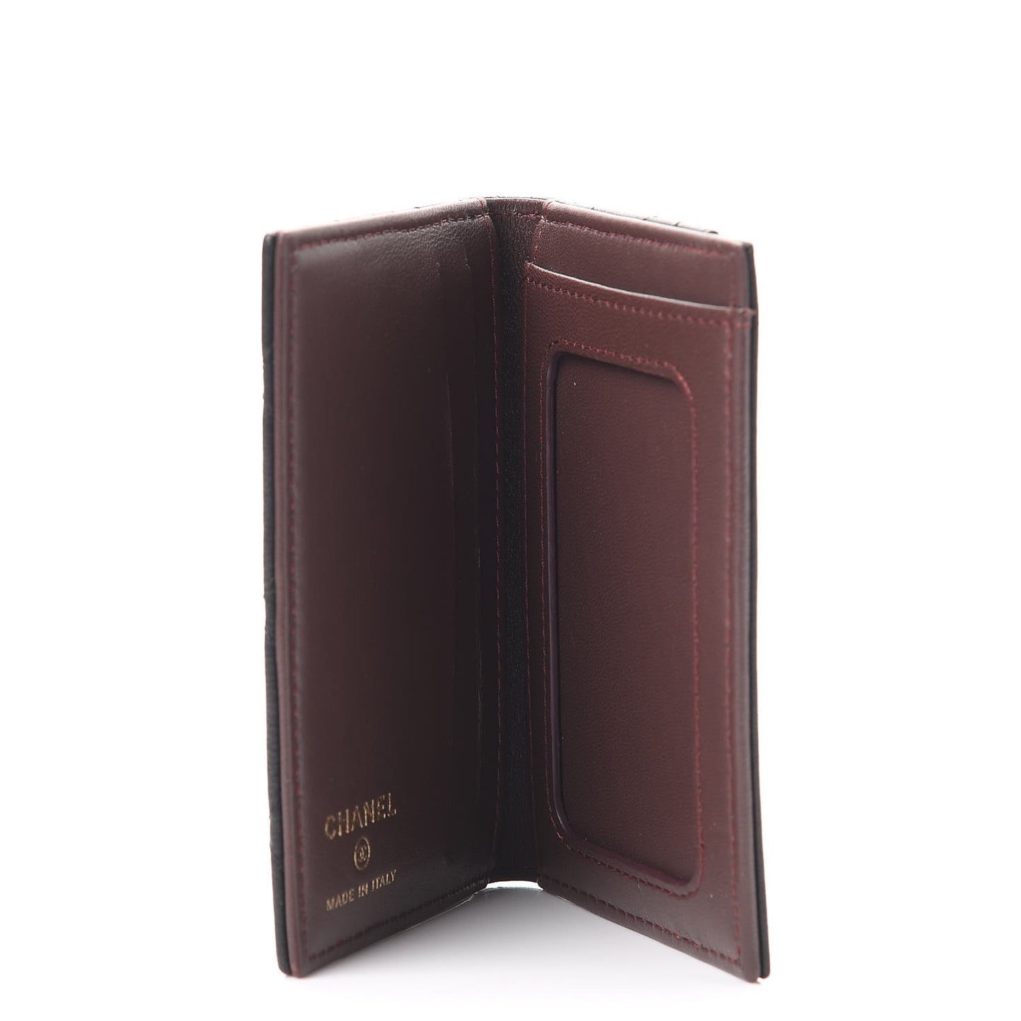 Lambskin Quilted Card Holder Wallet Black