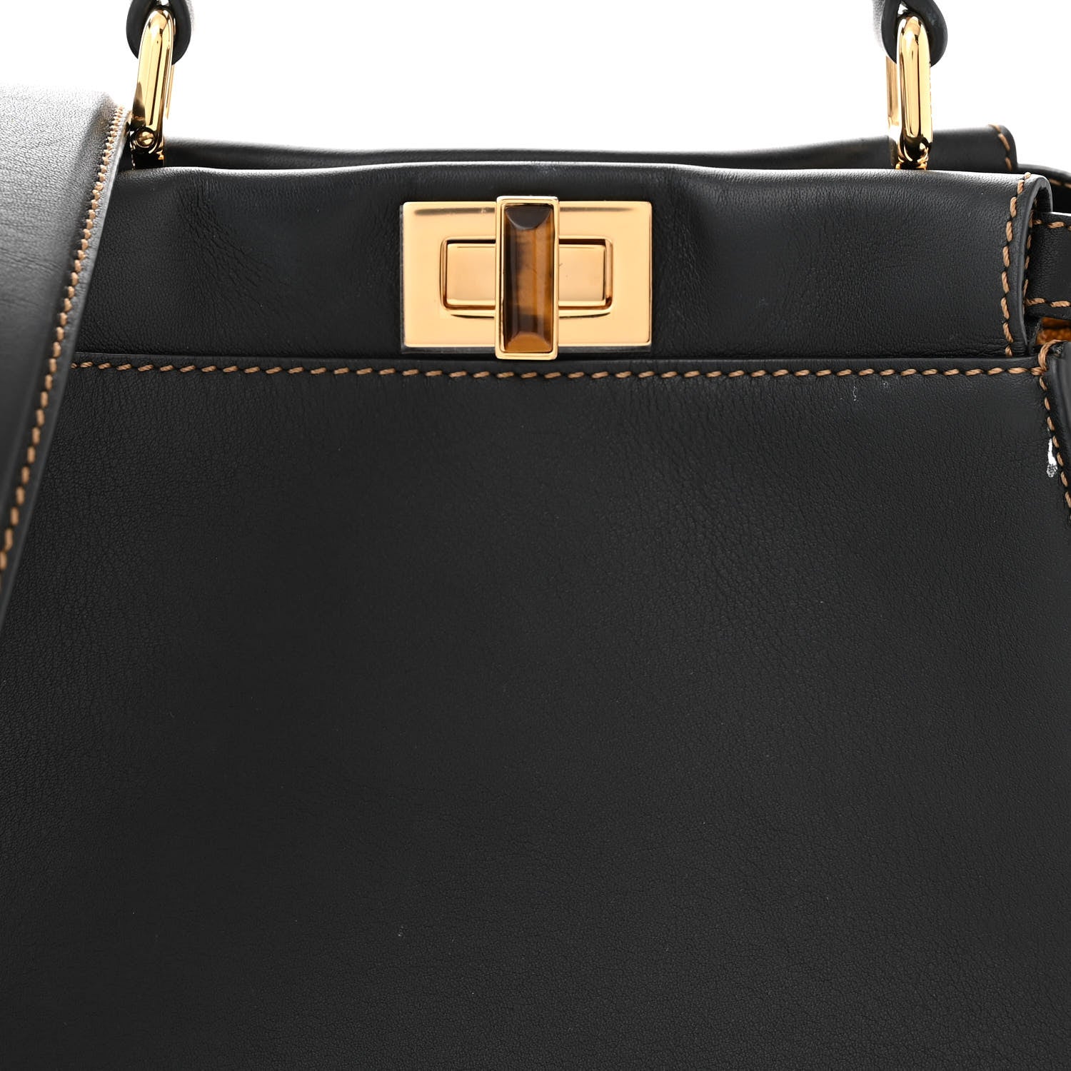 Fendi Vitello King Canvas Chinese New Year Tiger Embroidered Mini Peekaboo Black Dark Yellow 8 of 15