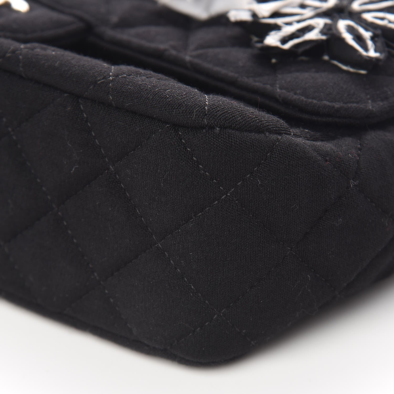 Chanel Jersey Quilted Embroidered Floral Medium Single Flap Black 9 of 10