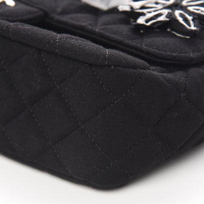 Chanel Jersey Quilted Embroidered Floral Medium Single Flap Black 9 of 10