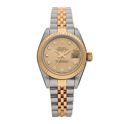 Rolex Stainless Steel 18K Yellow Gold Diamond 26mm Oyster Perpetual Datejust Watch Champagne 69173 1 of 4
