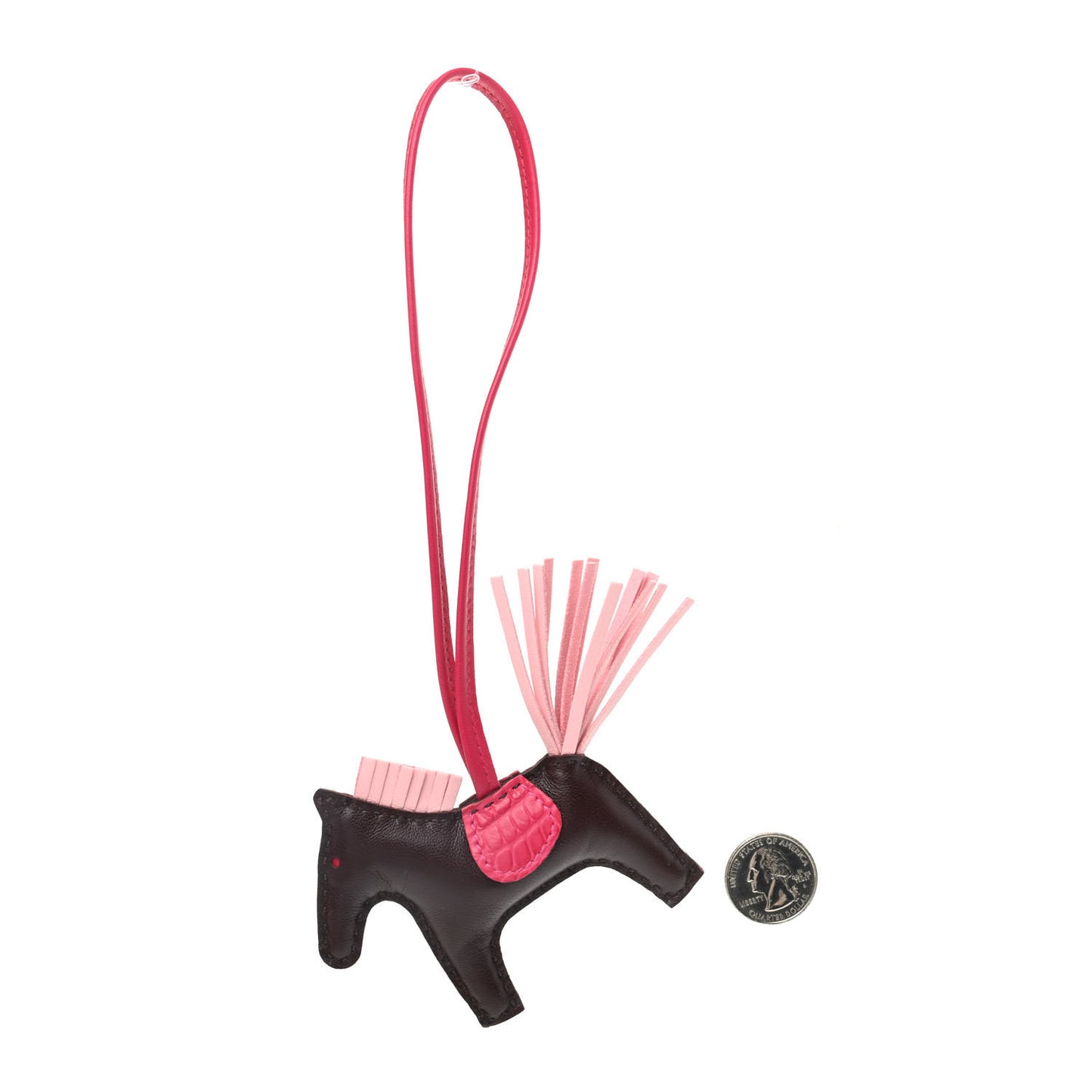 Milo Lambskin Matte Alligator Touch Grigri Rodeo Horse Bag Charm PM Rouge Sellier Framboise Rose Sakura