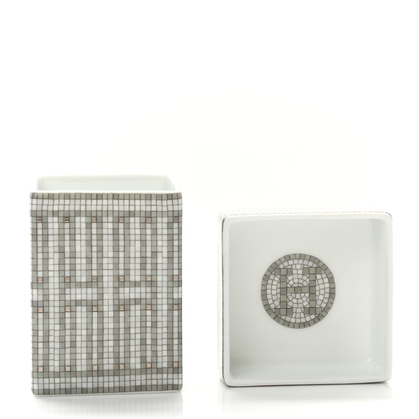 Porcelain Small Mosaique Au 24 Sugar Box Platinum