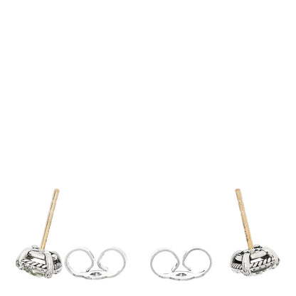 David Yurman Sterling Silver Diamond Prasiolite Petite Chatelaine Pave Bezel Stud Earrings 3 of 4