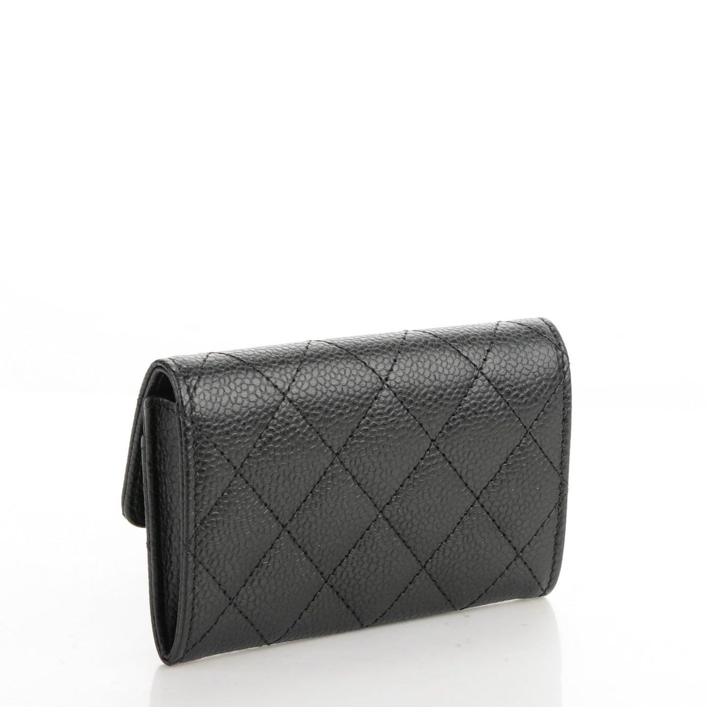 Caviar Quilted Card Holder Black