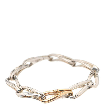 John Hardy Sterling Silver 18 Karat Yellow Gold Bamboo Link Bracelet 1 of 5