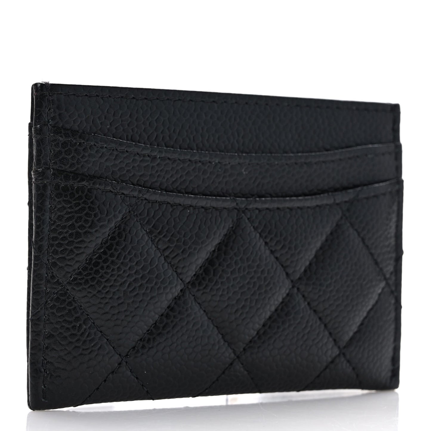 Caviar Quilted Card Holder Black