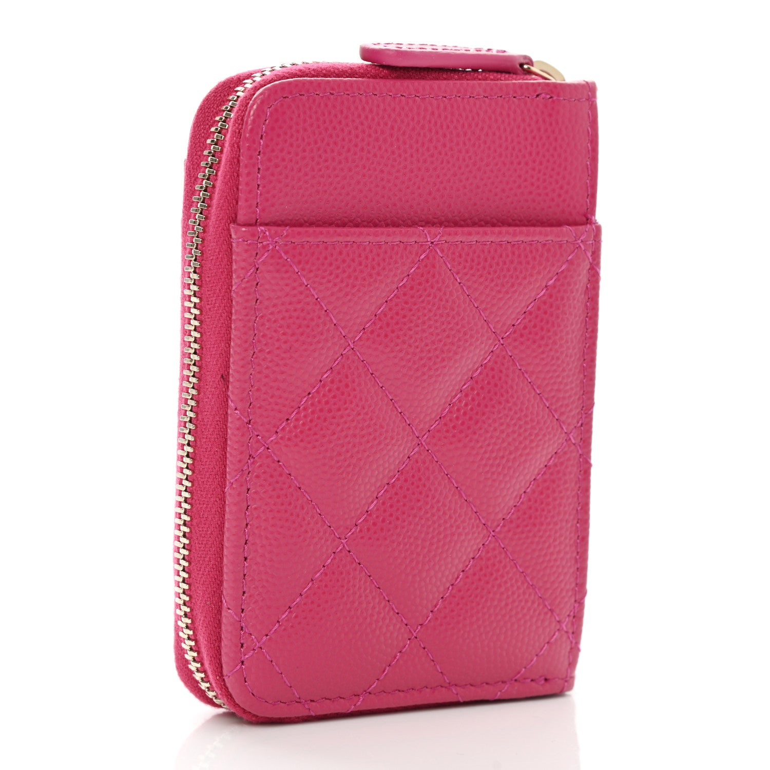 Chanel Caviar Quilted Zip Card Holder Fuchsia 2 of 7