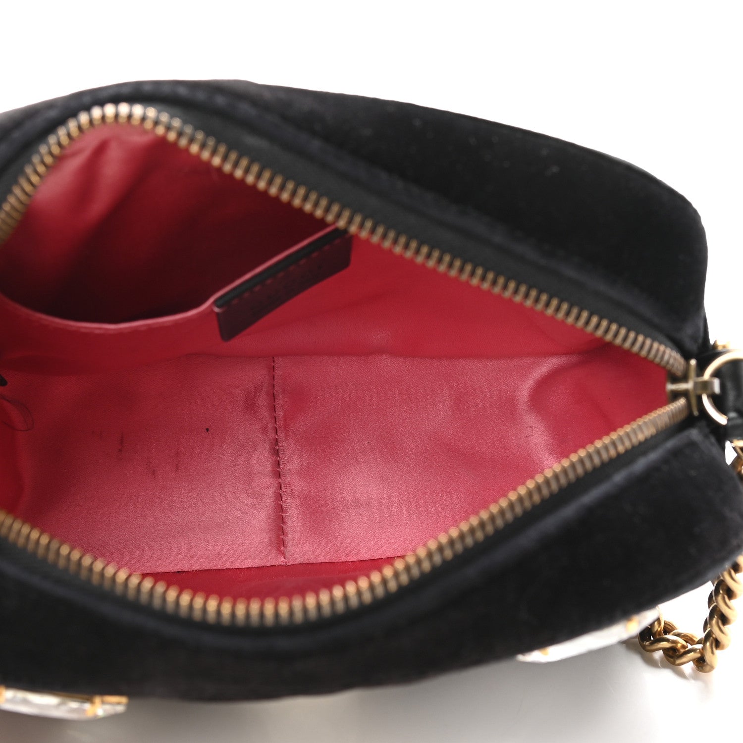 Gucci Velvet Matelasse Marquise Crystals Mini GG Marmont Chain Shoulder Bag Black 5 of 10
