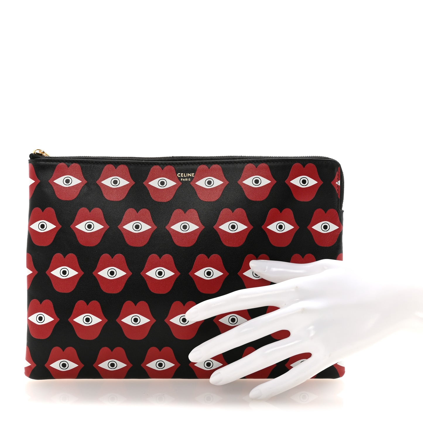 X ANNELI SANAYE HENRIKSSON Smooth Calfskin Telepathic Pouch Black Red